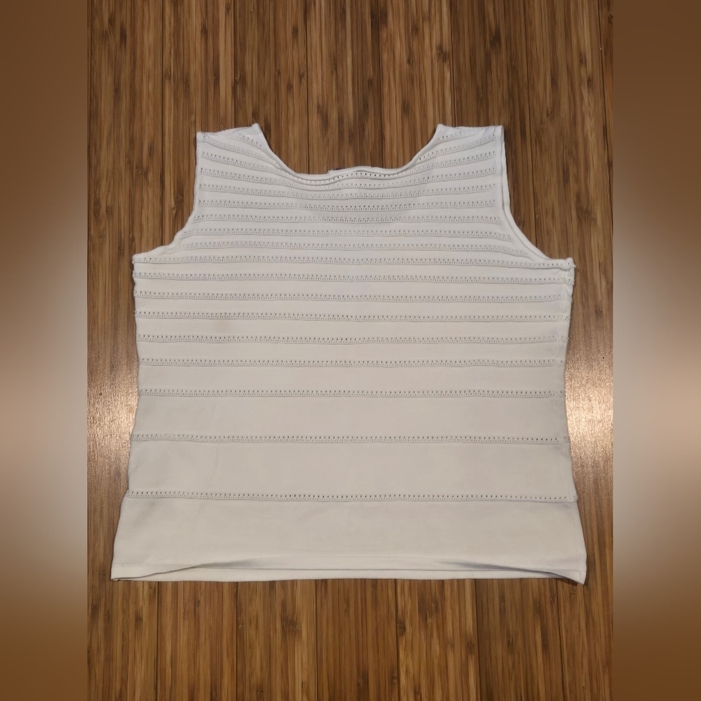 Christopher & Banks White Ribbed Boxy Tank Top